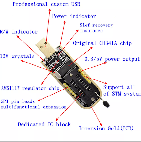 Программатор ПАМЯТИ BIOS EEPROM FLASH CH341A XTW100